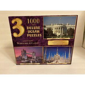 3 - 1000 Piece Deluxe Jigsaw Puzzles Washington DC‎ London Milan Sure-lox